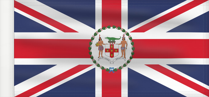 Drapeau, avec guindant renforcé : Governor of Jamaica 1906–1957 Governor of Jamaica between 1906 - April 8, 1957 Gouverneur de la Jamaïque (1906–1957) Gobernador de Jamaica (1906–1957) Gouverneur von Jamaika (1906–1957) Governatore della Giamaica (1906–1957)