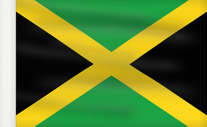 Bandera, con lado del asta reforzado: Jamaica	Jamaïque	Jamaika	Giamaica	Флаг Ямайки	Jamajke	Прапор Ямайки