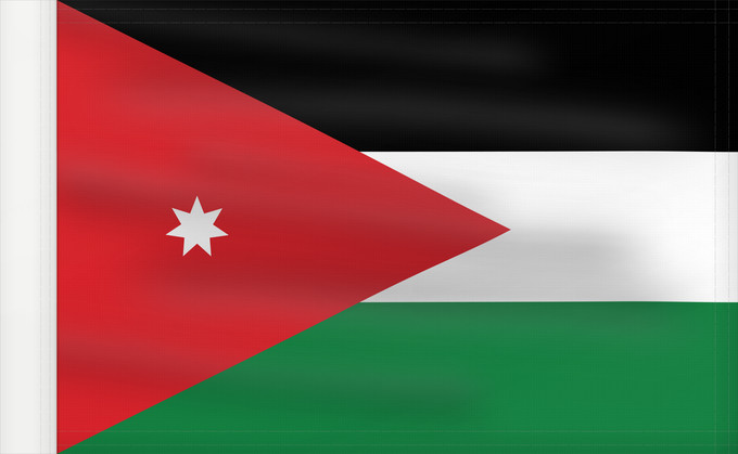 Bandera, con lado del asta reforzado: Jordan	Jordanie	Jordania	Jordanien	Giordania	Jordanië	علم الأردن	Jordanio	Iordaniei	Флаг Иордании	Jordanije	Ürdün