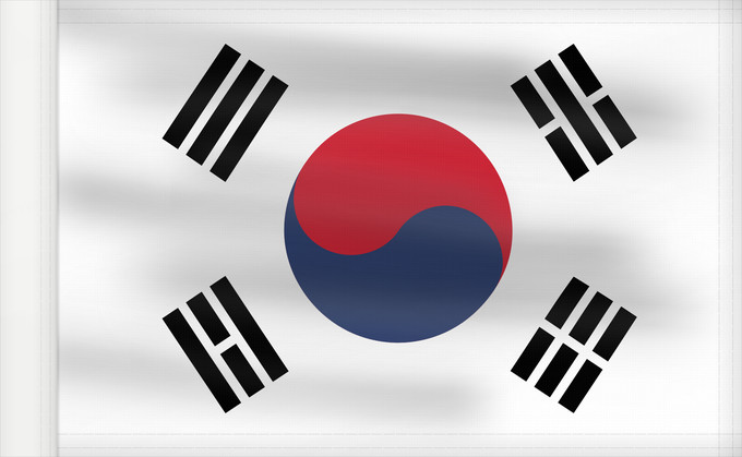Bandera, con lado del asta reforzado: South Korea	Republic of Korea  South Korea	Corée du Sud	Corea del Sur	Südkoreas	Corea del Sud	Zuid-Korea	Coreia do Sul	Korei Południowej	علم كوريا الجنوبية  جمهورية كوريا	Cənubi Koreya	দক্ষিণ কোরিয়ার পতাকা	ལྷོ་ཀོ་རི་ཡ། དར་ཆ།	Južne Koreje	​大韓民國國旗 / Dâi-hà