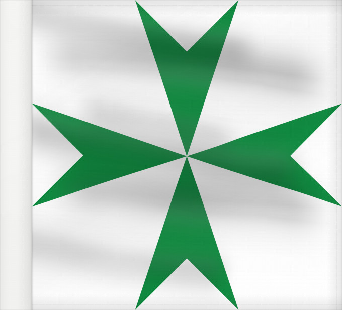 Bandera, con lado del asta reforzado: Militärischer und Hospitalischer Orden des Heiligen Lazarus von Jerusalem