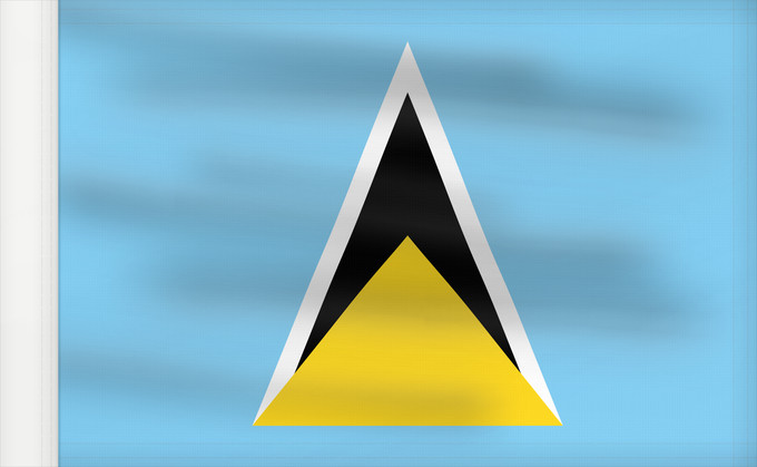 Bandera, con lado del asta reforzado: Saint Lucia	Sainte-Lucie	Santa Lucía	Saint Lucias	St. Lucia	Santa Llucía	Sent Lisi	სენტ-ლუსიას დროშა	Sen Lusia	Флаг Сент-Люсии	Saint Lucije
