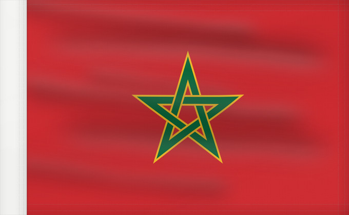 Bandiera, con lato dell'asta rinforzato: Royal Flag of Morocco	Royal du Maroc	الراية الملكية للمغرب