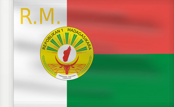 Flag, with reinforced hoist: Presidential Standard of Madagascar Étendard présidentiel de Madagascar Estandarte Presidencial de Madagascar Präsidentenstandarte von Madagaskar Stendardo presidenziale del Madagascar