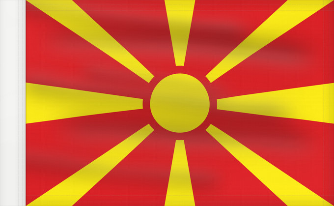 Bandera, con lado del asta reforzado: Macedonia	Republic of Macedonia	République de Macédoine	República de Macedonia	Republik Mazedonien	Repubblica di Macedonia	Republiek Macedonië	Macedonii	علم مقدونيا	Знамето на Република Македония	Makedoonia lipp	マケドニアの国旗	Знаме на Република Македонија	Drža