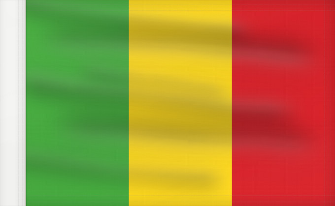 Flag, with reinforced hoist: Mali Malí علم مالي Mali finifana Malija Raaya bu Mali