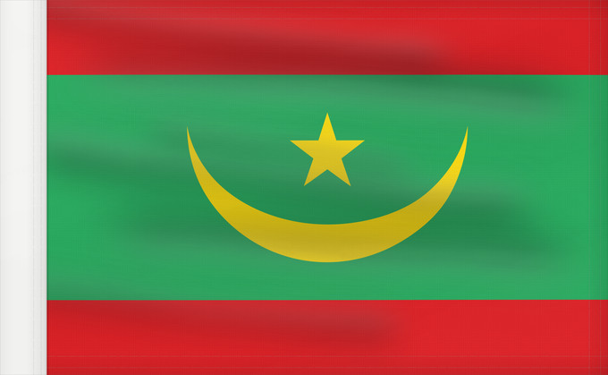 Flag, with reinforced hoist: Mauritania	Mauritanie	La Asamblea Nacional de Mauritania aprobó cambiar el diseño de la bandera nacional	Mauretanien	علم موريتانيا ، اعتمد في عام 2017. أضاف مجلس الأمة خطوطًا حمراء على الحافة العلوية والسفلية لتمثل  دماء شهداء الاستقلال