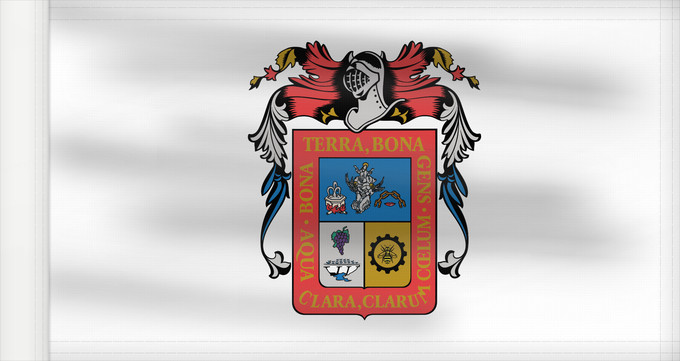 Drapeau, avec guindant renforcé : Aguascalientes	De facto flag of Aguascalientes	Aguascaliente	Aquarum Caldarum	Īpān Aguascalientes