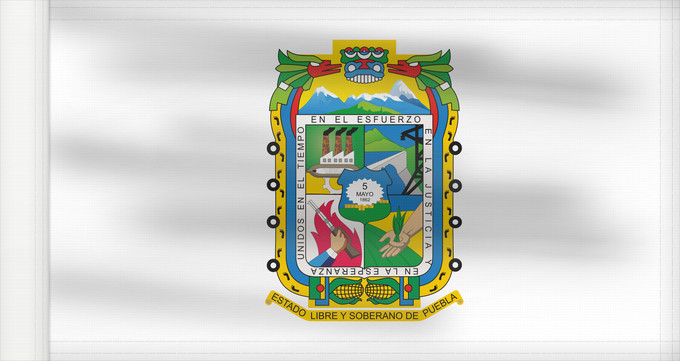 Flagge, mit verstärktem Besatzband: Puebla