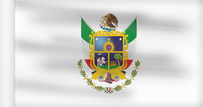 Bandera, con lado del asta reforzado: Queretaro Querétaro Querétaro