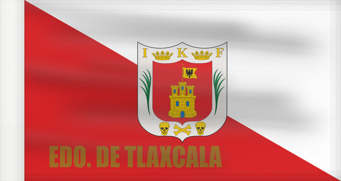 Flag, with reinforced hoist: Tlaxcala	Tlaxcala ou Tlaxcala de Xicoténcatl	Īpān Tlaxcallān