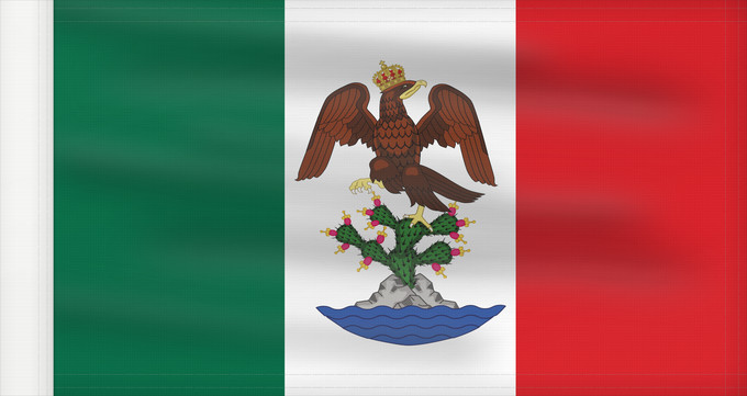 Drapeau, avec guindant renforcé : Primer Imperio Mexicano First Mexican Empire Premier Empire mexicain Erstes Mexikanisches Kaiserreich Primo Impero Messicano