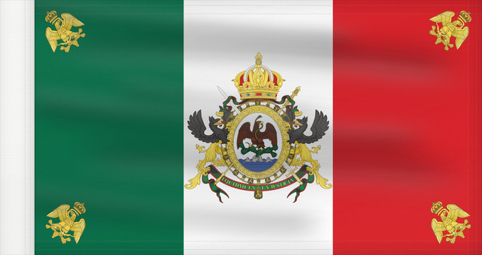 Drapeau, avec guindant renforcé : Segundo Imperio Mexicano  1864-1867	Second Mexican Empire	Segundo Imperio Mexicano