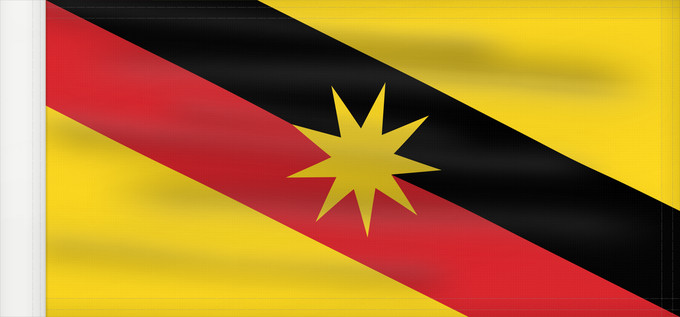 Flag, with reinforced hoist: Sarawak	Malaysian state of Sarawak	Sarawak 