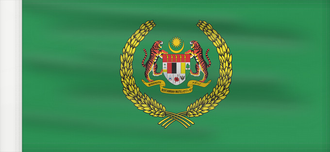 Drapeau, avec guindant renforcé : Standard of the Raja Permaisuri Agong	The Royal Standard of the Raja Permaisuri Agong	Étendard Royal de la Raja Permaisuri Agong	Estandarte Real de la Raja Permaisuri Agong	Königsstandarte der Raja Permaisuri Agong	Stendardo Reale della Raja Permaisuri Ag