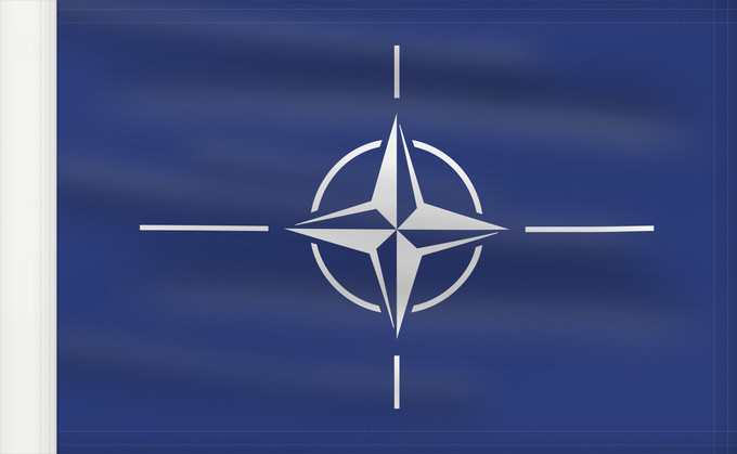 Flag, with reinforced hoist: NATO North Atlantic Treaty Organization NATO L Organisation du traité de l Atlantique nord OTAN Organización del Tratado del Atlántico Norte OTAN Organizazione/ North Atlantic Starts Treaty Dell Organizzazione del Trattato dell Atlantico del Nord NATO
