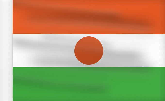 Bandera, con lado del asta reforzado: Niger	Niger  7 6	Níger	Niger  breedte-hoogteverhouding 7 6	Флаг Нігера  7 6	Niĝero  7 6	Nigerin lippu  7 6	Флаг Нигера  7 6	Nigra  7 6