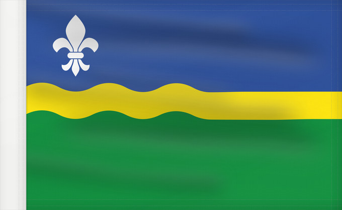 Drapeau, avec guindant renforcé : Flevoland	Flevoland 	Flevolanda	Fan Flevolân	Vlage van Flevolaand	Vlagge van Flevoland