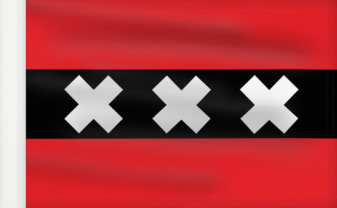 Bandera, con lado del asta reforzado: Amsterdam	Ámsterdam	Amsterdamu	Vun Amsterdam	Флаг Амстердама
