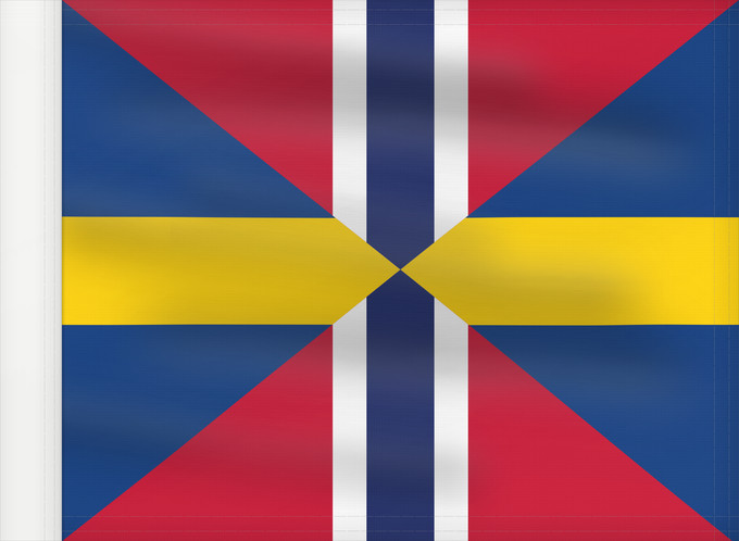 Bandera, con lado del asta reforzado: Union Jack of Sweden and Norway 1844-1905
