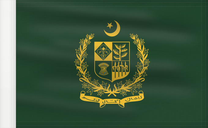 Flagge, mit verstärktem Besatzband: Prime Minister of Pakistan Premier ministre du Pakistan Primer Ministro de Pakistán Premierminister von Pakistan Primo Ministro del Pakistan