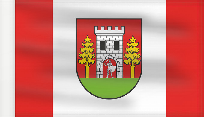 Bandera, con lado del asta reforzado: POL gmina Wielbark	Wielbark Commune	Gminy Wielbark