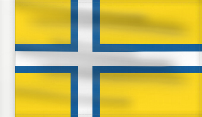 Drapeau, avec guindant renforcé : West Sweden	Unofficial regional flag of West Sweden  Västsverige	Suède occidentale (non officiel)	Suecia Occidental (no oficial)	Västsverige (inoffiziell)	Svezia occidentale (non ufficiale)