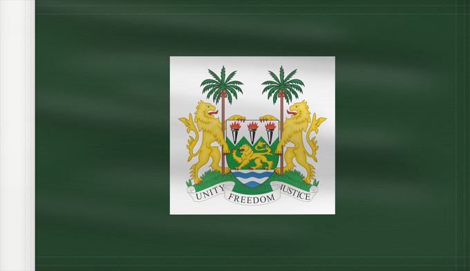 Flagge, mit verstärktem Besatzband: President of Sierra Leone	Presidential standard of Sierra Leone	Étendard présidentiel de Sierra Leone	Estandarte presidencial de Sierra Leona	Präsidentenstandard Sierra Leone	Stendardo presidenziale della Sierra Leone	Standard of the President of Sierra L