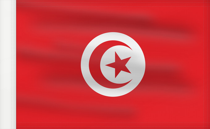 Drapeau, avec guindant renforcé : Tunisia Tunisie Túnez Tunesien Tunesië علم تونس তিউনিসিয়ার পতাকা। Tunísia Флаг Туниса Tunizije ⴰⵛⴻⵏⵢⴰⵍ ⵏ ⵜⵓⵏⴻⵙ