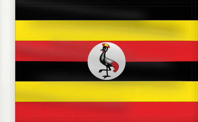 Bandera, con lado del asta reforzado: Uganda	L Uganda Uganda	Dell Uganda	Ugandy	Ugando	דגל אוגנדה	Ugandos	Ugandei	Ugande	Uganda Uganda