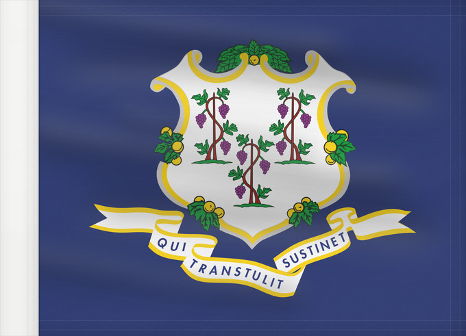 Bandiera, con lato dell'asta rinforzato: Connecticut ᎧᏁᏓᎦᏗ ᎦᏓᏘ Ka hae Konekikuka Connecticutae Kanédiki hahoodzo bidah naatʼaʼí Флаг Коннектикута Američke savezne države Konektikat