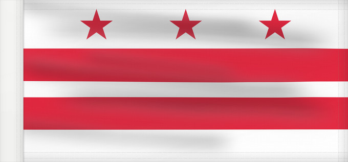 Flag, with reinforced hoist: Washington, D.C District of Columbia District de Columbia Distrito de Columbia Districts of Columbia Distretto di Columbia Distrito de Colúmbia Флаг округа Колумбия