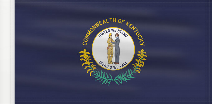Flagge, mit verstärktem Besatzband: Kentucky	ᎬᏅᏓᎩ ᎦᏓᏘ	Ka hae Kenekuke	Kentukiae	Kentákii Hahoodzo bidah naatʼaʼí	Флаг Кентукки	Američke savezne države Kentucky