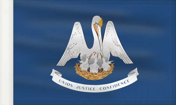Bandera, con lado del asta reforzado: Louisiana	For more information	Louisiane	Luisiana	ᎷᏫᏏᎡᎾ ᎦᏓᏘ	Ka hae Luikiana	Ludovicianae	Liwíízíʼeenah Hahoodzo bidah naatʼaʼí	Флаг Луизианы	Američke savezne države Lousiane