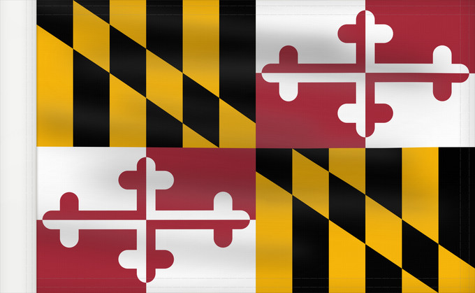 Bandera, con lado del asta reforzado: Maryland Stanowa Marylandu ᎺᎵᏂ ᎦᏓᏘ Ka hae Melelana Terræ Mariæ Méelin Hahoodzo bidah naatʼaʼí Флаг Мэриленда Američke savezne države Maryland