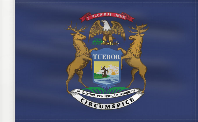 Bandera, con lado del asta reforzado: Michigan