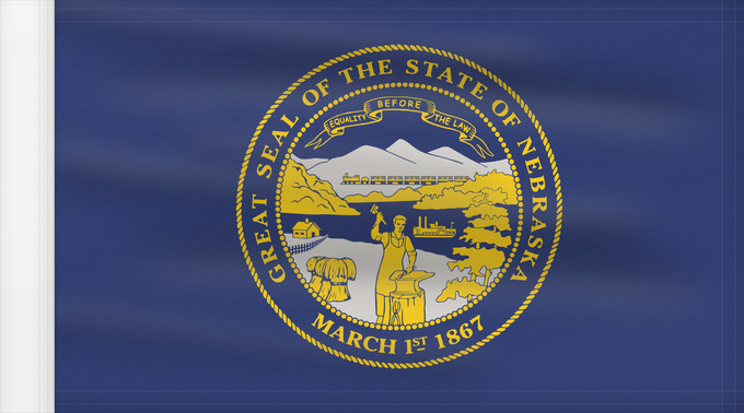 Flag, with reinforced hoist: Nebraska ᏎᎷᏱ ᎦᏓᏘ Ka hae Nepalaka Nebrascae Nabeeskah Hahoodzo bidah naatʼaʼí Флаг Небраски Američke savezne države Nebraske