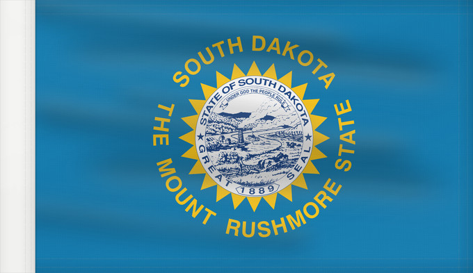 Bandera, con lado del asta reforzado: South Dakota Dakota du Sud Dakota del Sur Dakota del Sud ᏧᎦᎾᏮ ᏓᎧᏓ ᎦᏓᏘ Ka hae Kakoka Hema Dacota Meridionalis Shádiʼááhjí Dikóodah Hahoodzo bidah naatʼaʼí Флаг Южной Дакоты Američke savezne države Južne Dakote Прапор Південної Дакоти