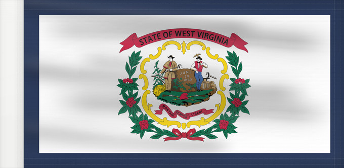 Flagge, mit verstärktem Besatzband: West Virginia	Virginie-Occidentale	Virginia Occidental	Virginia Occidentale	ᏫᏍᎧᏂᏏᏂ ᎦᏓᏘ	Wilikinia Komohana	Virginia Occidentalis	Eʼeʼaahjí Bijiniyah Hahoodzo bidah naatʼaʼí	Wescht Wirschini	Флаг Западной Виргинии	Застава Западне Вирџиније