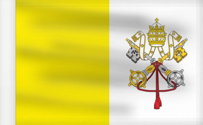 Drapeau, avec guindant renforcé : Vatican City 2023–present Vatican City State Vatican (Saint-Siège) Ciudad del Vaticano Vatikanstadt Città del Vaticano