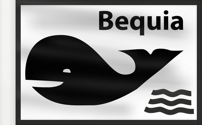 Drapeau, avec guindant renforcé : Bequia	Unofficial flag of Bequia island/St	Inoffizielle Flagge der Insel Bequia/St