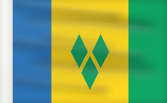 Bandera, con lado del asta reforzado: Saint Vincent and the Grenadines	Saint-Vincent-et-les Grenadines	San Vicente y las Granadinas	St. Vincent und die Grenadinen	Saint Vincent e Grenadine	Флаг Сент-Винсента и Гренадин	Saint Vincenta in Grenadin