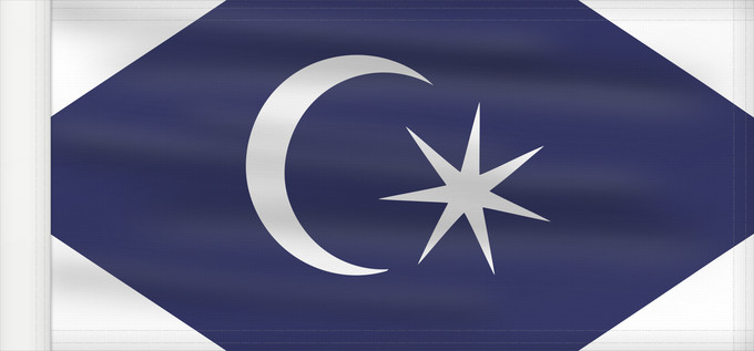 Flag, with reinforced hoist: Permaisuri Johor Standard of the Permaisuri of Johor, Malaysia Étendard de la Permaisuri de Johor Estandarte de la Permaisuri de Johor Standarte der Permaisuri von Johor Stendardo della Permaisuri di Johor