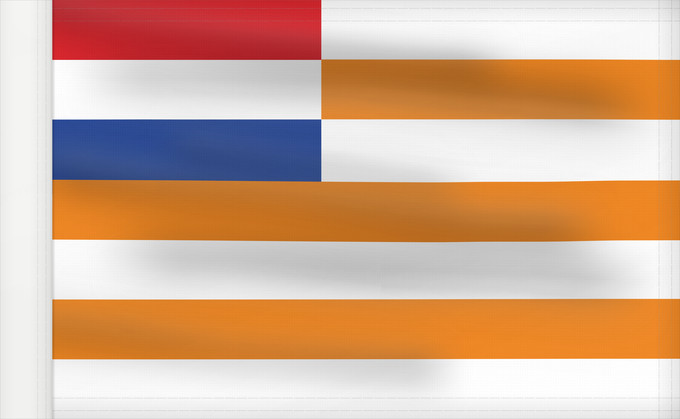 Bandera, con lado del asta reforzado: Orange Free State	État libre d'Orange	Estado Libre de Orange	Oranje-Vrystaat	Stato Libero d'Orange	Die Oranje-Vrystaat