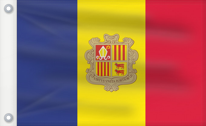 Flag, with two metal eyelets and reinforced hoist: Andorra civil Andorra - civil version Andorre Andorra