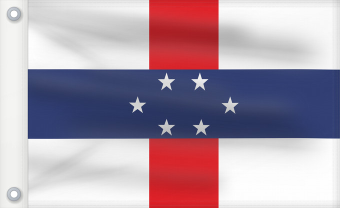 Bandera, con dos ojales metálicos y lado del asta reforzado: Netherlands Antilles  1959–1986	Netherlands Antilles	Antilles néerlandaises	Antillas Neerlandesas	Niederländische Antillen	Antille Olandesi