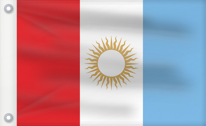 Bandera, con dos ojales metálicos y lado del asta reforzado: Provincia de Córdoba	Córdoba Province, Argentina	Province de Córdo	Provincia de Córdoba, Argentina	Córdoba (Provinz)