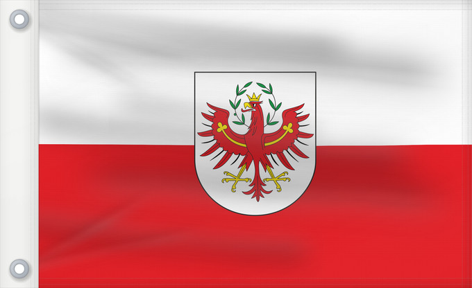 Flag, with two metal eyelets and reinforced hoist: Tirol	White-red. Colours of the state of Tyrol	Tyrol	Weiß-rot. Landesfarben und Landesflagge von Tirol	Tirolo