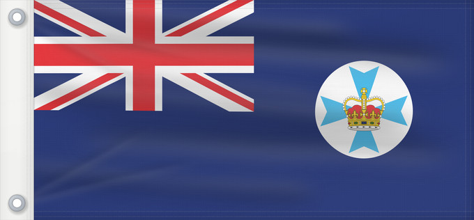 Drapeau, avec deux œillets métalliques et guindant renforcé : Queensland State flag and government ensign internal waters only of Queensland