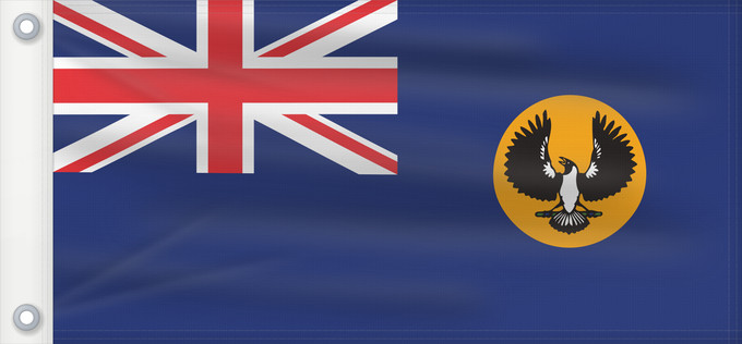 Drapeau, avec deux œillets métalliques et guindant renforcé : South Australia	Australie-Méridionale	Australia Meridional